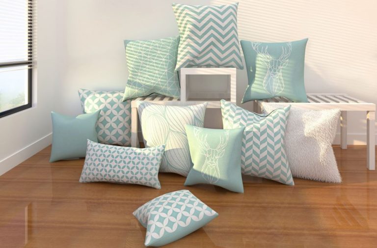 pillows, placemats, and a centerpiece