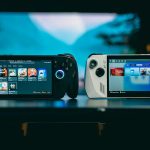 Two handheld gaming consoles side by side.