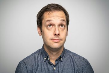 a man with a surprised look on his face