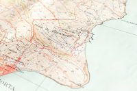 A close up of a map of a city