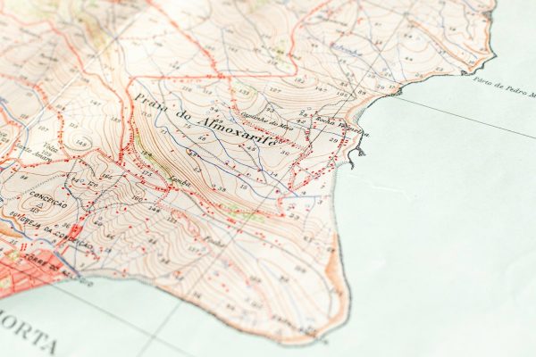 A close up of a map of a city