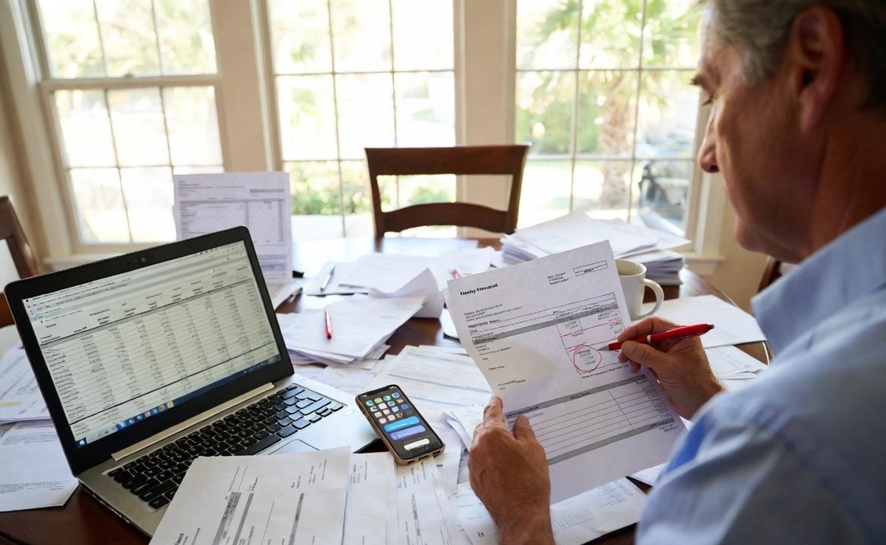 man reviewing subscriptions
