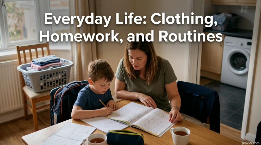 Everyday Life: Clothing, Homework, and Routines
